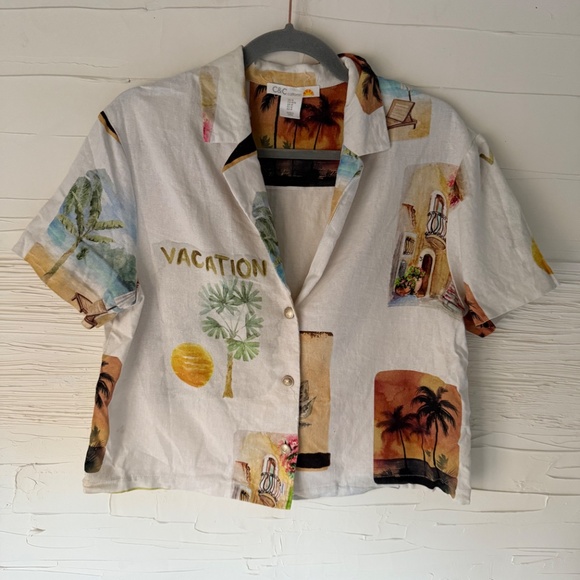 Anthropologie | C&C California Linen Vacation Print Shirt | Size M - Picture 2 of 7